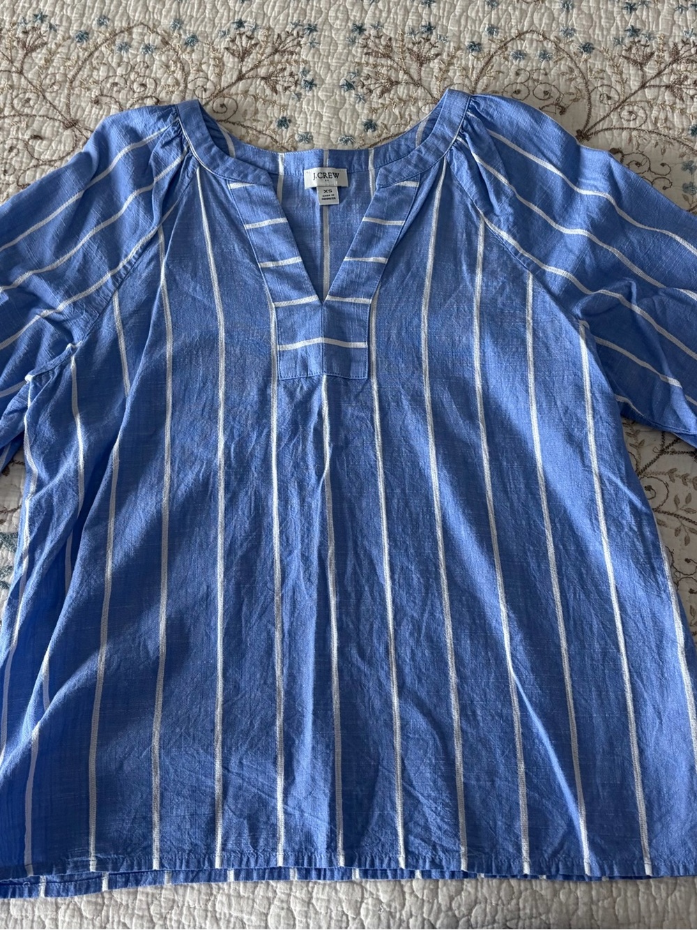 J. Crew Factory Blue & White Striped Split-Neck Tunic Women’s XS